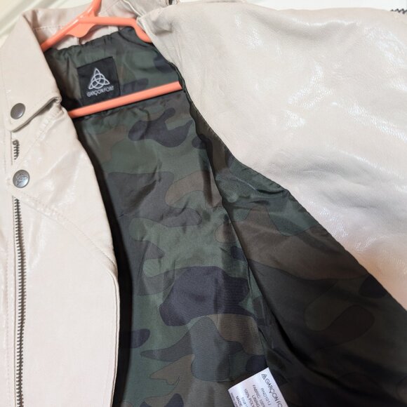 Garçon Fort Cream Color Faux Leather Moto Jacket Sz 18-24m - Picture 2 of 5